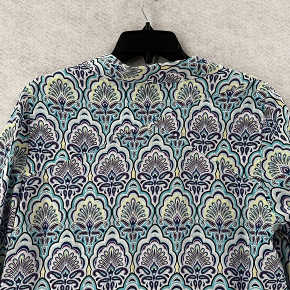 Chicos Shirt Womens 2 (LARGE) No-Iron 100% Linen Button-Up 3/4 Sleeve EUC - Picture 7 of 15